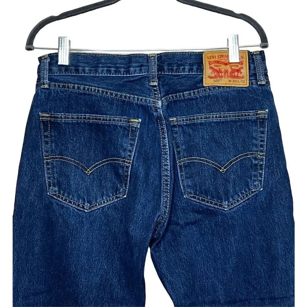 Levi’s dark wash 505 straight leg jeans 33 X 32
